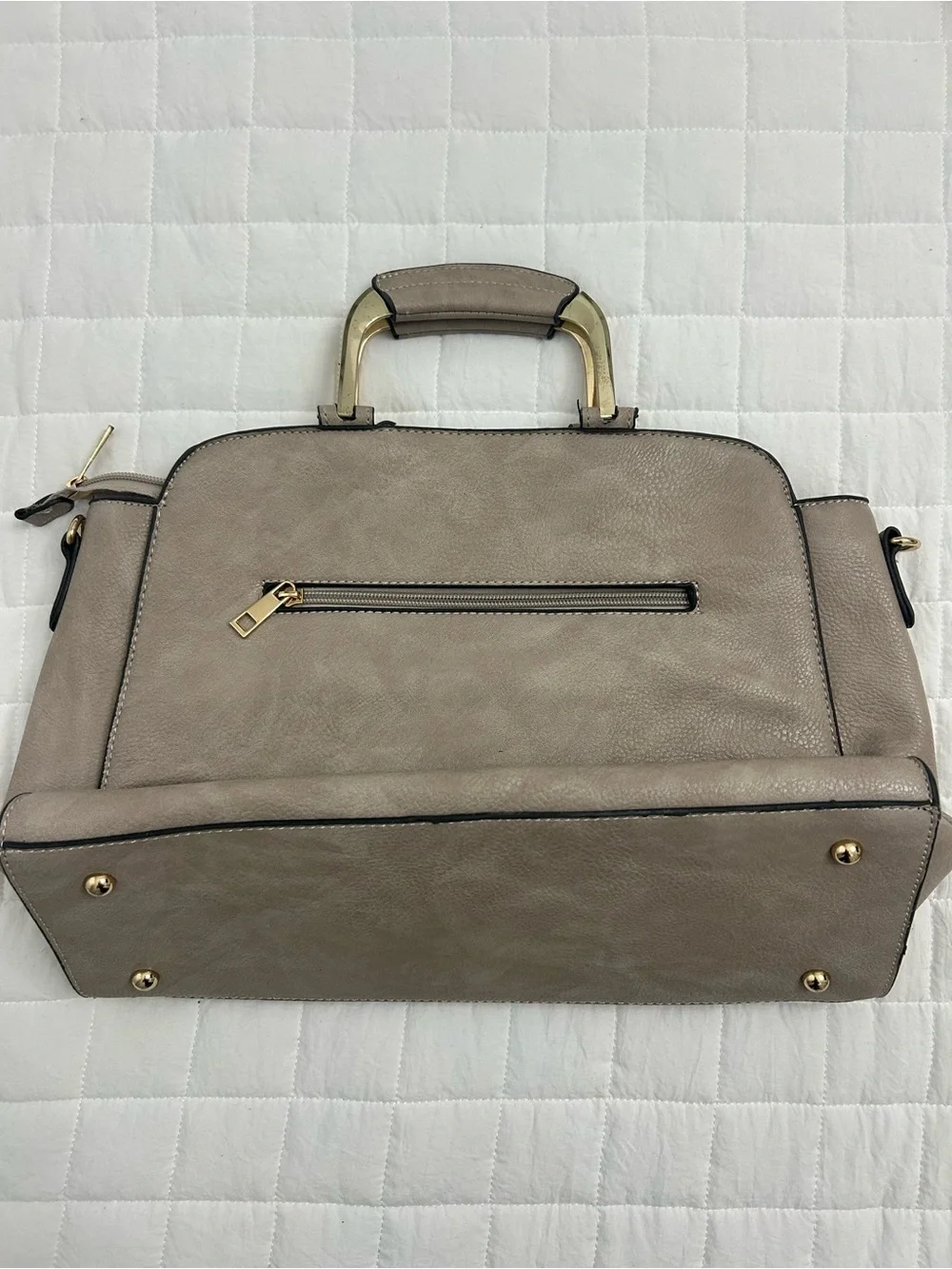 Simply Noelle Neutral Taupe Satchel with Gold Hardware